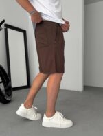 Мужские Хлопковые Коричневые Шорты Мом Свободного Кроя