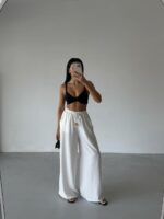 Женские Летние Широкие Белые Штаны Брюки Палаццо
