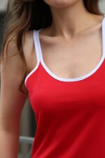 Женское Длинное Красное Платье-Майка Свободного Кроя с Окантовкой