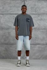 Мужская Графитовая Футболка Варенка Винтаж Свободного Кроя