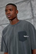 Мужская Графитовая Футболка Варенка Винтаж Свободного Кроя