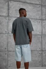 Мужская Графитовая Футболка Варенка Винтаж Свободного Кроя