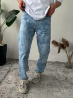 Мужские Широкие Голубые Джинсы Багги в Принт