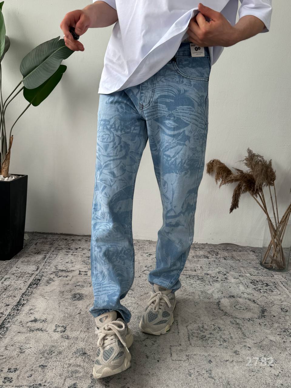 photo_2025-06-18_12-25-25 Мужские Широкие Голубые Джинсы Багги в Принт