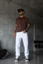 Мужские Широкие Белые Джинсы Багги