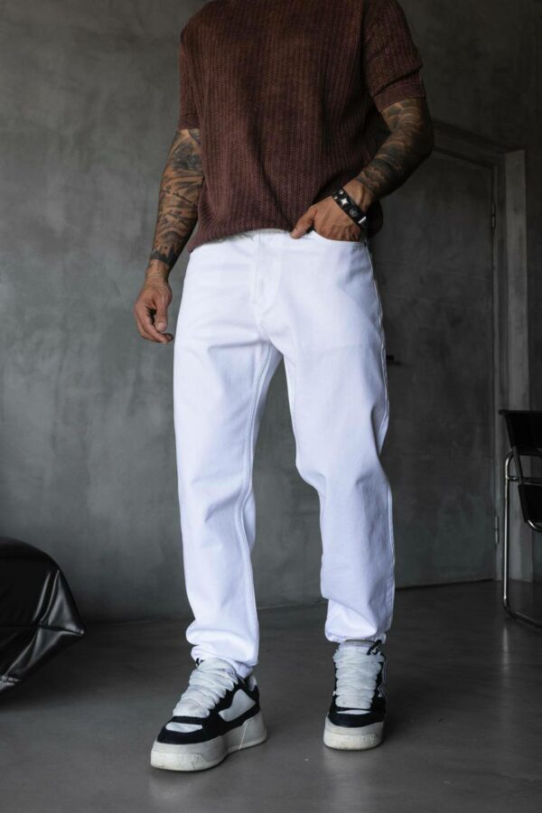 Мужские Широкие Белые Джинсы Багги