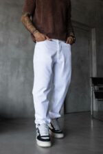 Мужские Широкие Белые Джинсы Багги