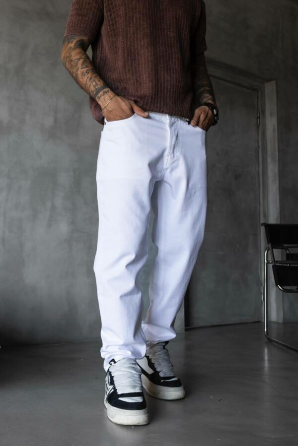 Мужские Широкие Белые Джинсы Багги