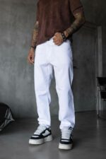 Мужские Широкие Белые Джинсы Багги