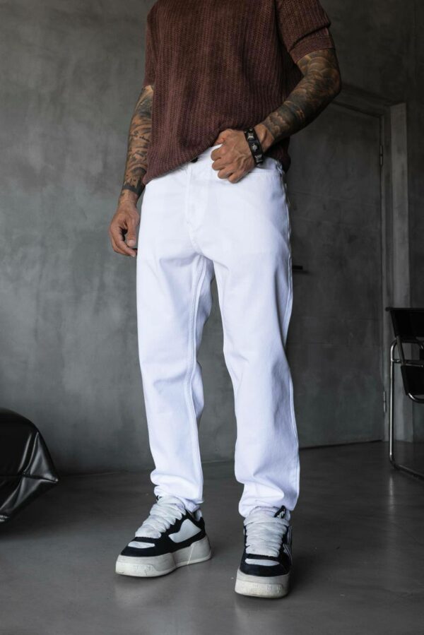 Мужские Широкие Белые Джинсы Багги