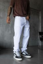 Мужские Широкие Белые Джинсы Багги
