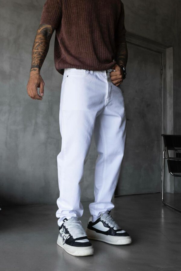 Мужские Широкие Белые Джинсы Багги