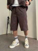 Мужской Коричневый Летний Костюм Варенка Оверсайз (Рубашка + Шорты)