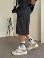 Мужской Графитовый Летний Костюм Варенка Оверсайз (Рубашка + Шорты)