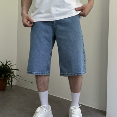 Мужские Голубые Джинсовые Шорты Baggy Свободного Кроя