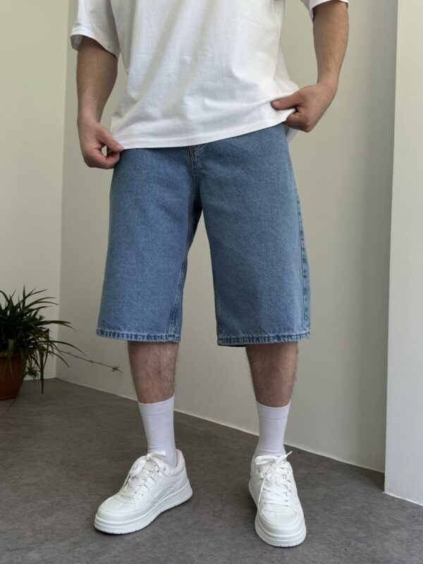 Мужские Голубые Джинсовые Шорты Baggy Свободного Кроя