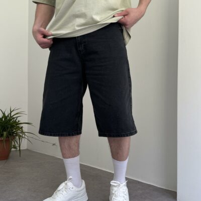 Мужские Черные Джинсовые Шорты Baggy Свободного Кроя