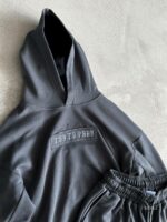 Мужской Графитовый Костюм Комплект Худи Шорты Оверсайз с Вышивкой на Спине