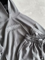 Мужской Темно-Серый Костюм Комплект Худи Шорты Оверсайз с Вышивкой на Спине
