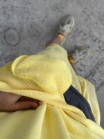 Мужской Желтый Костюм Комплект Худи Шорты Оверсайз с Вышивкой на Спине