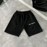 Мужские Базовые Черные Шорты на Резинке - Хлопковые с Надписью