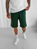 Мужские Базовые Хлопковые Зеленые Шорты Свободного Кроя на Резинке