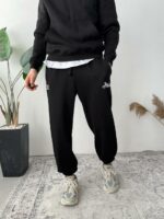 Мужские Базовые Черные Спортивные Штаны Джоггеры Свободного Кроя на Манжетах