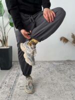 Мужские Базовые Графитовые Спортивные Штаны Джоггеры Свободного Кроя на Манжетах