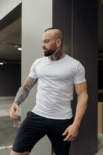Мужская Базовая Летняя Белая Футболка с Круглым Вырезом