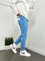 Мужские Свободные Джинсы Мом Голубого Цвета