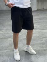 Мужские Базовые Летние Черные Шорты Лен Свободного Кроя