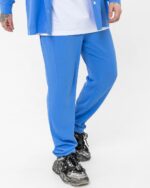 Мужские Легкие Летние Голубые Штаны Креп Жатка Свободного Кроя