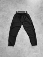 Мужские Свободные Летние Черные Штаны Лен Жатка на Резинке