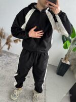 Мужской Легкий Свободный Черный Спортивный Костюм Плащевка на Молнии с Лампасами
