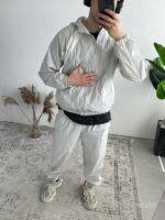 Мужской Легкий Свободный Серый Спортивный Костюм Плащевка на Молнии с Лампасами