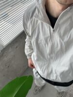 Мужской Легкий Свободный Серый Спортивный Костюм Плащевка на Молнии с Лампасами