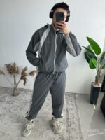 Мужской Легкий Свободный Графитовый Спортивный Костюм Плащевка на Молнии с Лампасами