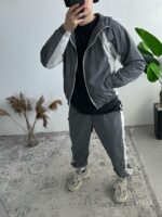 Мужской Легкий Свободный Графитовый Спортивный Костюм Плащевка на Молнии с Лампасами