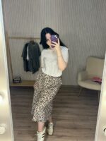 Женская Белая Футболка Свободного Кроя со Стразами Имитирующие Топ