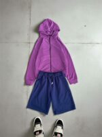 Мужской Фиолетовый Костюм на Молнии с Капюшоном - Худи Зипка + Шорты