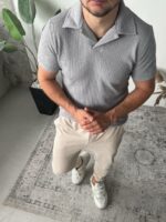 Мужская Классическая Футболка Поло Серого Цвета