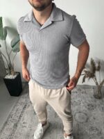 Мужская Классическая Футболка Поло Серого Цвета