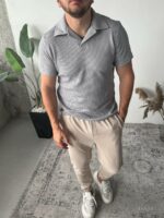 Мужская Классическая Футболка Поло Серого Цвета