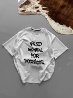 Мужская Белая Футболка Хлопок Оверсайз с Надписью “Need Money For Porsche”