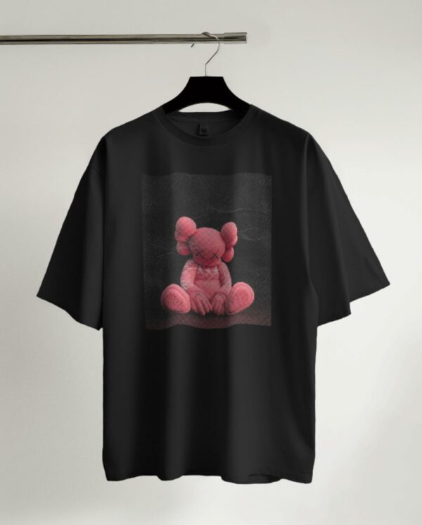 Мужская Хлопковая Черная Футболка Оверсайз Принт Kaws