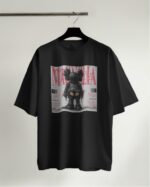 Мужская Черная Футболка Хлопок Оверсайз с Принтом Kaws