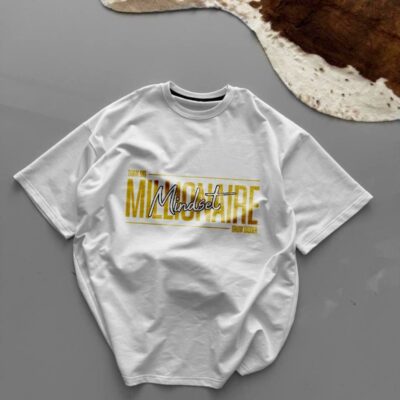 Мужская Белая Футболка Хлопок Оверсайз с Принтом “Millionaire”