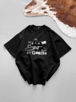 Мужская Черная Футболка Хлопок Оверсайз с Принтом “Street Gangster”