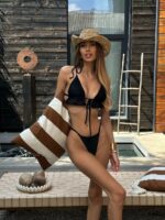 Женский Раздельный Черный Купальник Шторки на Завязках с Рюшами