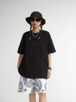 Женская Объемная Черная Футболка Оверсайз Кулир